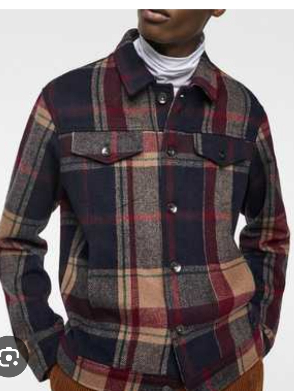 Zara Men's Plaid Check Flannel Lined Jacket Button Front Size M